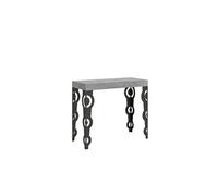 Console extensible 90x40/196 cm Karamay Small Ciment cadre Anthracite -