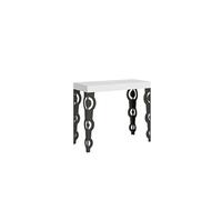 Console extensible 90x40/196 cm Karamay Small Frêne Blanc cadre Anthracite -