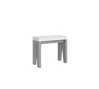 Console extensible 90x40/196 cm Naxy Mix Small dessus Frêne Blanc - structure Ciment -