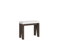 Console extensible 90x40/196 cm Naxy Mix Small dessus Frêne Blanc - structure Noyer -