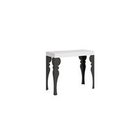 Console extensible 90x40/300 cm Paxon Frêne Blanc cadre Anthracite -