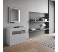 Console extensible 90x42/302 cm Evolve Frêne Blanc avec banc inférieur