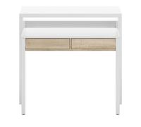 Console extensible coloris blanc et chêne - Dim : 88 x 99 x 36 cm