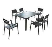 Olhao - Console Extensible Aluminium + 6 Chaises Gris
