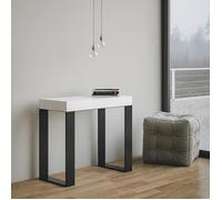 Console extensible 90x40/300 cm Tecno Frêne Blanc cadre Anthracite -
