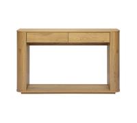 Console finition bois clair chêne 2 tiroirs L120 cm NEGAN