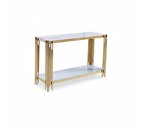Console gold verre marbré blanc 120x40x78 cm FLUTE