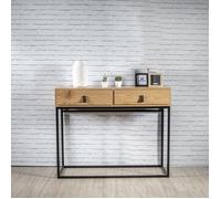 HOME DECO FACTORY Console en Bois et Métal 2 Tiroirs Authentique Naturel