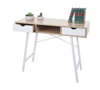 Mendler Table d'appoint HWC-E92 100x40cm Brun Naturel Blanc