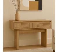 Console Hwc-O31, Table Pour Téléphone, Table D'appoint, Table De Rangement, Tiroir, Mélamine 86 X 110 X 41 Cm Orme Naturel Gris