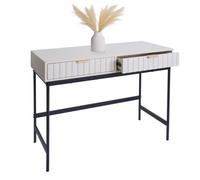 Console Hwc-O41, Table Pour Téléphone, Table D'appoint, Tiroir Industriel En Mélamine 85x100x40cm Aspect Bois Blanc Blanc