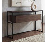 Console Hwc-P46, Table Pour Téléphone, Table D'appoint, Table De Rangement, Tiroir, Métal, Mdf, Mélamine, 80 X 120 X 40 Cm Marron Marron