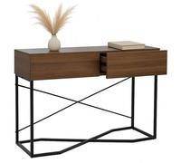 Console HWC-P47, table de téléphone, table d'appoint, table de rangement, tiroir, mélamine industrielle 81 x 120 x 40 cm marron