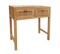 Console L. 80 cm en teck massif 2 tiroirs cannage en rotin - CAMILO Meubletmoi