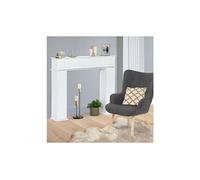 IDMarket – Console manteau de cheminée décorative avec rangements – Blanc