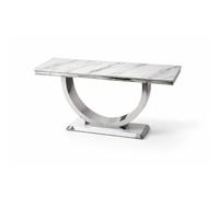 Console métal chrome plateau effet marbre blanc 120x40x78 cm OMEGA