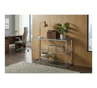 Console métal chrome plateau transparent 120x40x78 cm ROMY