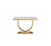 Console métal gold plateau effet marbre blanc 120x40x78 cm OMEGA