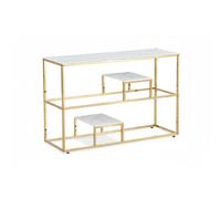 Console métal gold plateau effet marbre blanc 120x40x78 cm ROMY