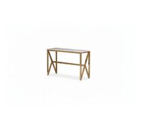 Console métal gold plateau en verre effet marbré blanc 120x40x78 cm MAJESTIQUE