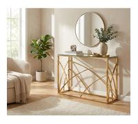 Console métal gold plateau verre transparent 120x40x78 cm - CALVIN