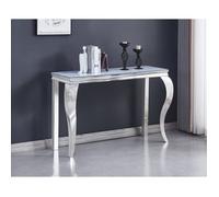 Console métal plateau verre trempé marbre blanc 120 cm BAROQUE