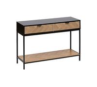 Console, meuble de console avec 2 tiroirs en bois coloris marron, noir - Longueur 110 x Profondeur 35 x Hauteur 75 cm - -