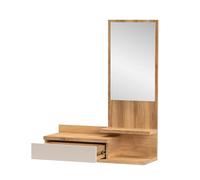 Console meuble d'entrée avec 1 tiroir et miroir coloris Beige/chêne Mauvella