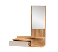 Console meuble d'entrée avec 1 tiroir et miroir coloris Beige/chêne Mauvella - Longueur 81 x Hauteur 116 x Profondeur 27,4 cm