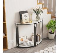 Console Meuble en Marbre - 100x30x78cm Table Console Scandinave Blanche Demi Ronde, Meuble d’Entrée pour Couloir Salon - Blanche