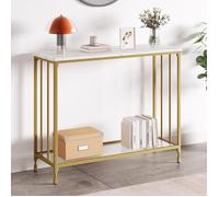 Console Meuble Entrée,CONSOLE DORE,105 X 30 X 81cm-EN VERRE-Table Console Moderne pour Entrée/Salon