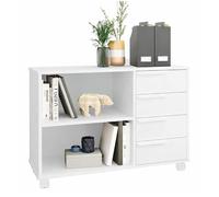 Console Mobile 4 Tiroirs 2 Niches Blanche L 90 H 61 P 35 cm