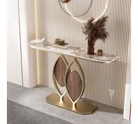 Console Moderne:table D'entrée Luxueuse Au Plateau En Pierre,dotée D'une Structure En Métal Doré Et D'une Base Ovale;idéale Comme Table D'appoint Décorative Pour Les Entrées,les Salons A 120cm/47.2in