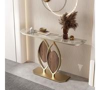 Console Moderne:table D'entrée Luxueuse Au Plateau En Pierre,dotée D'une Structure En Métal Doré Et D'une Base Ovale;idéale Comme Table D'appoint Décorative Pour Les Entrées,les Salons C 80cm/31.5in