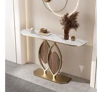Console Moderne:table D'entrée Luxueuse Au Plateau En Pierre,dotée D'une Structure En Métal Doré Et D'une Base Ovale;idéale Comme Table D'appoint Décorative Pour Les Entrées,les Salons B 100cm/39.4in