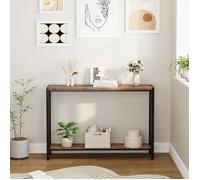 Console multifonctionnelle - LUNSY - 109x25x76 cm - Marron - Double étagère - Finition résistante à l'eau