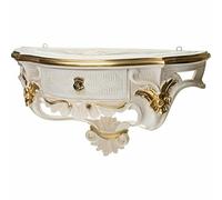 Console murale avec tiroir blanc - Étagères murales dorées - Étagère à fleurs - Or ivoire - Console miroir - Étagère suspendue - Style antique - Console baroque