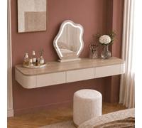 Console Murale avec Tiroirs, Coiffeuse Suspendue en Bois Massif, Bureau | Bois Massif, Surface Lisse, Rangement Discret Et Hauteur Adaptable - Espace Beauté, Dressing(Khaki+Oak,80cm)