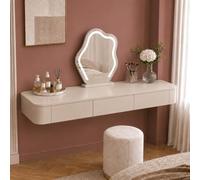 Console Murale avec Tiroirs, Coiffeuse Suspendue en Bois Massif, Bureau | Bois Massif, Surface Lisse, Rangement Discret Et Hauteur Adaptable - Espace Beauté, Dressing(Khaki,100cm)