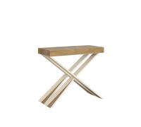 Console murale extensible - Diago Small - Chêne Nature - Blanc - 10 personnes