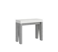 Console murale extensible Naxy Mix - Frêne Blanc - Gris Béton - Contemporain - Design - 90x40/300 cm