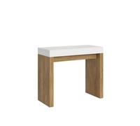 Console murale extensible Roxell Mix Small - Frêne Blanc - Chêne Nature - 90x40/196 cm