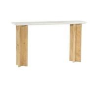 Console NEYALIA en marbre et bois de manguier L135xP35xH76 cm Blanc et Naturel clair