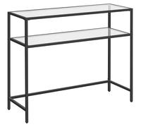 Console noire en métal avec plateau en verre - table d'entrée - table d'appoint - 100 x 35 x 80 cm