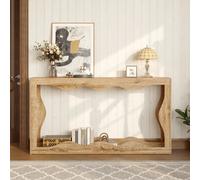 Console ondulée 160,5 x 30 x 86,5 cm à 2 niveaux ouverts - aspect bois naturel