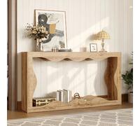 Console ondulée 160,5 x 30 x 86,5 cm à 2 niveaux ouverts - aspect bois naturel