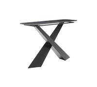 Console Plateau Céramique Marbré Noir Pieds Métal Noir - NAJMA -