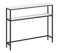Console pour Couloir, Table de Salon Fine à 2 Niveaux, Table d'Appoint avec 2 Étagères, 20 x 80 x 80/20 x 100 x 80 cm, pour Salon, Couloir, Entrée, Blanc Marbré et Noir d'Encre Style moderne : Dotée d