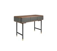 Console rectangulaire en noyer, bois gris foncé mat et acier noir