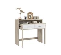 HOMCOM Table Console avec Plateau Coulissant et 2 tiroirs, Table d'entrée avec Rangement pour Salon, entrée, Chambre, 95l x 35P x 87H cm, Aspect chêne